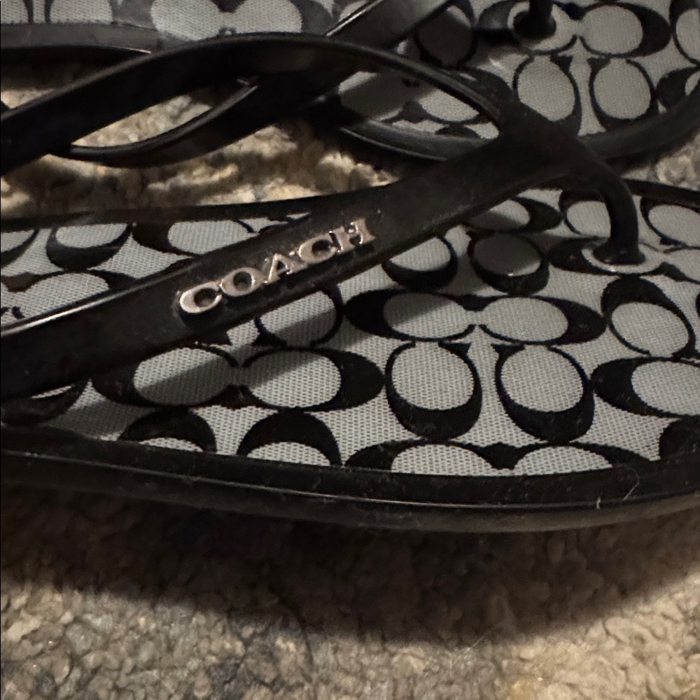 Coach Black and Gray Flip Flops - Picture 2 of 5